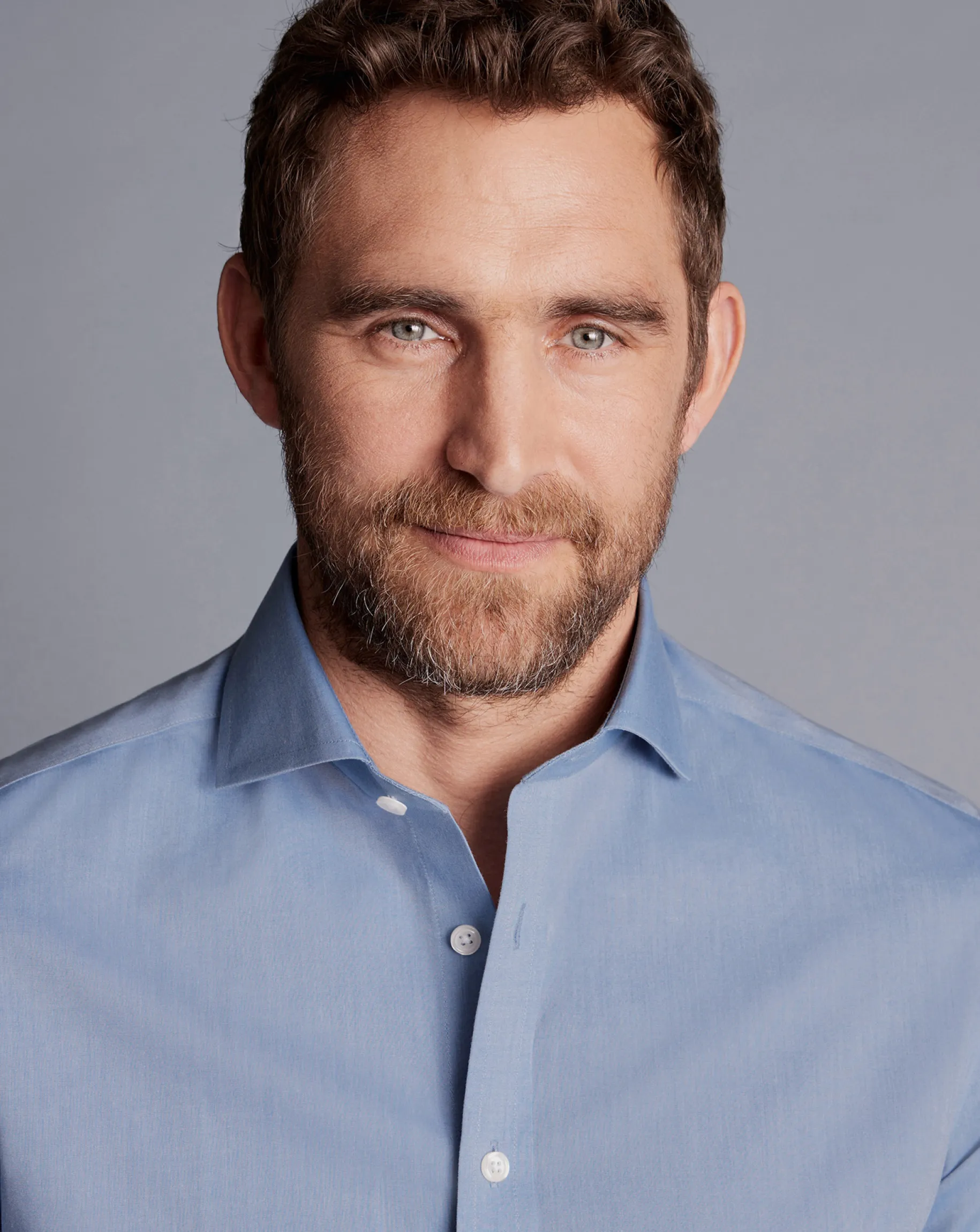 Shirt Sale|Dress Shirts<Charles Tyrwhitt Spread Collar Non-Iron Poplin Shirt - Steel Blue