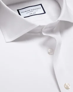 Dress Shirts|White Shirts<Charles Tyrwhitt Spread Collar Non-Iron Poplin Shirt - White
