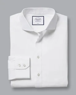 Dress Shirts|White Shirts<Charles Tyrwhitt Spread Collar Non-Iron Poplin Shirt - White