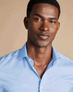 Dress Shirts|Blue Shirts<Charles Tyrwhitt Spread Collar Non-Iron Puppytooth Shirt - Blue Sky