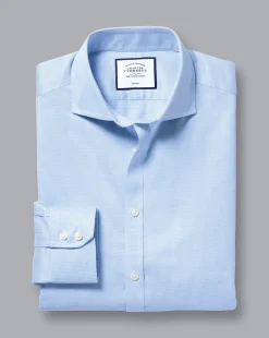 Dress Shirts|Blue Shirts<Charles Tyrwhitt Spread Collar Non-Iron Puppytooth Shirt - Blue Sky