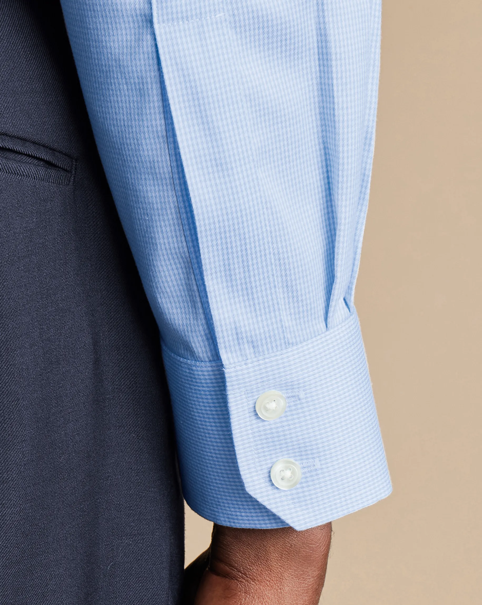 Dress Shirts|Blue Shirts<Charles Tyrwhitt Spread Collar Non-Iron Puppytooth Shirt - Blue Sky