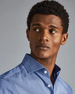 Dress Shirts|Check Shirts<Charles Tyrwhitt Spread Collar Non-Iron Puppytooth Shirt - Blue Royal