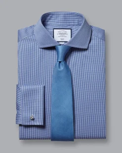 Dress Shirts|Check Shirts<Charles Tyrwhitt Spread Collar Non-Iron Puppytooth Shirt - Blue Royal
