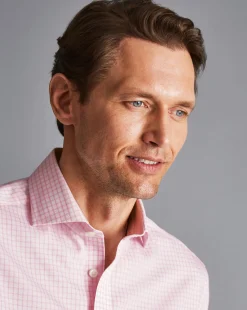 Shirt Sale|Dress Shirts<Charles Tyrwhitt Spread Collar Non-Iron Regent Weave Check Shirt - Pink