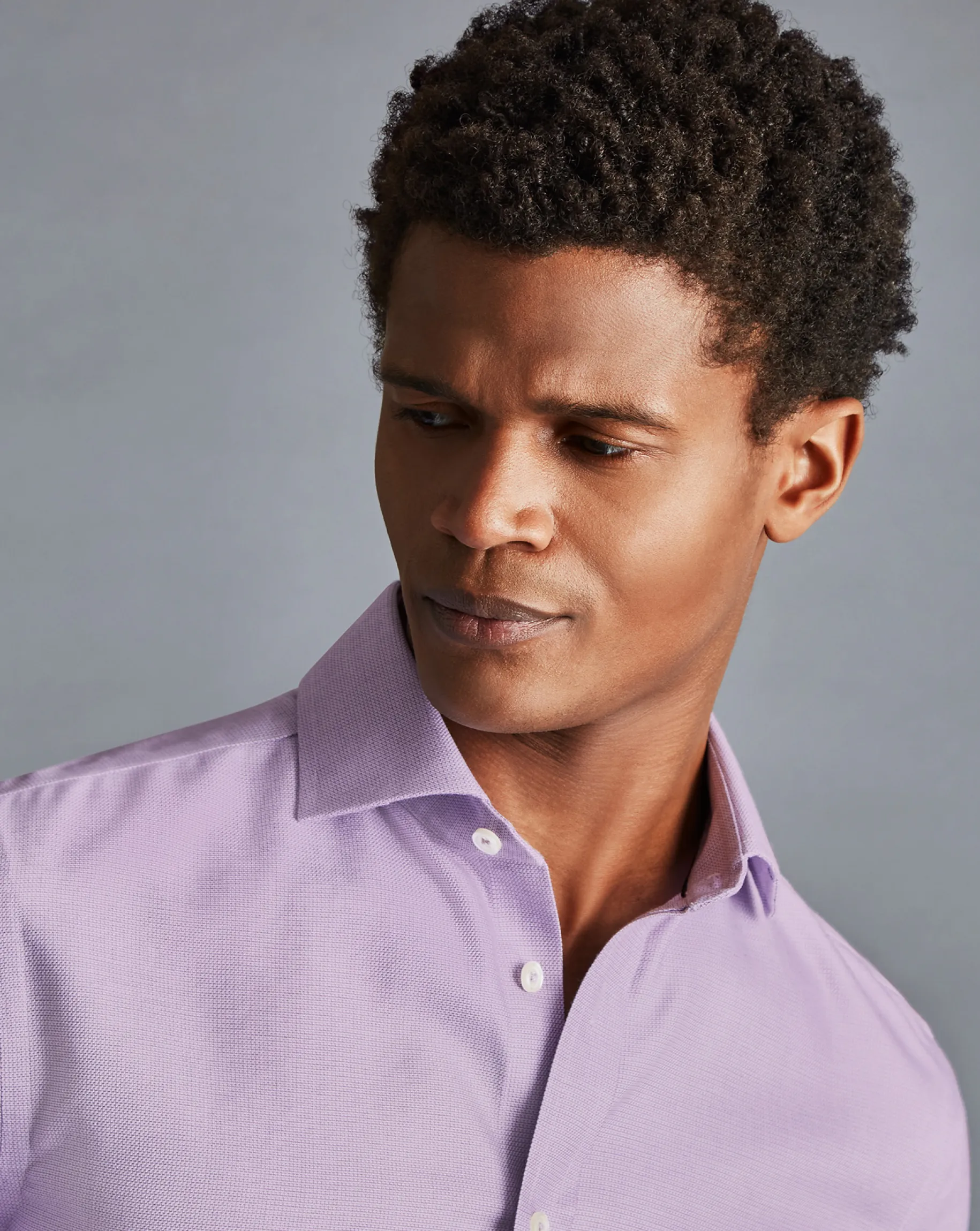 Shirt Sale|Dress Shirts<Charles Tyrwhitt Spread collar Non-Iron Richmond Weave Shirt - Mauve Mauve Purple