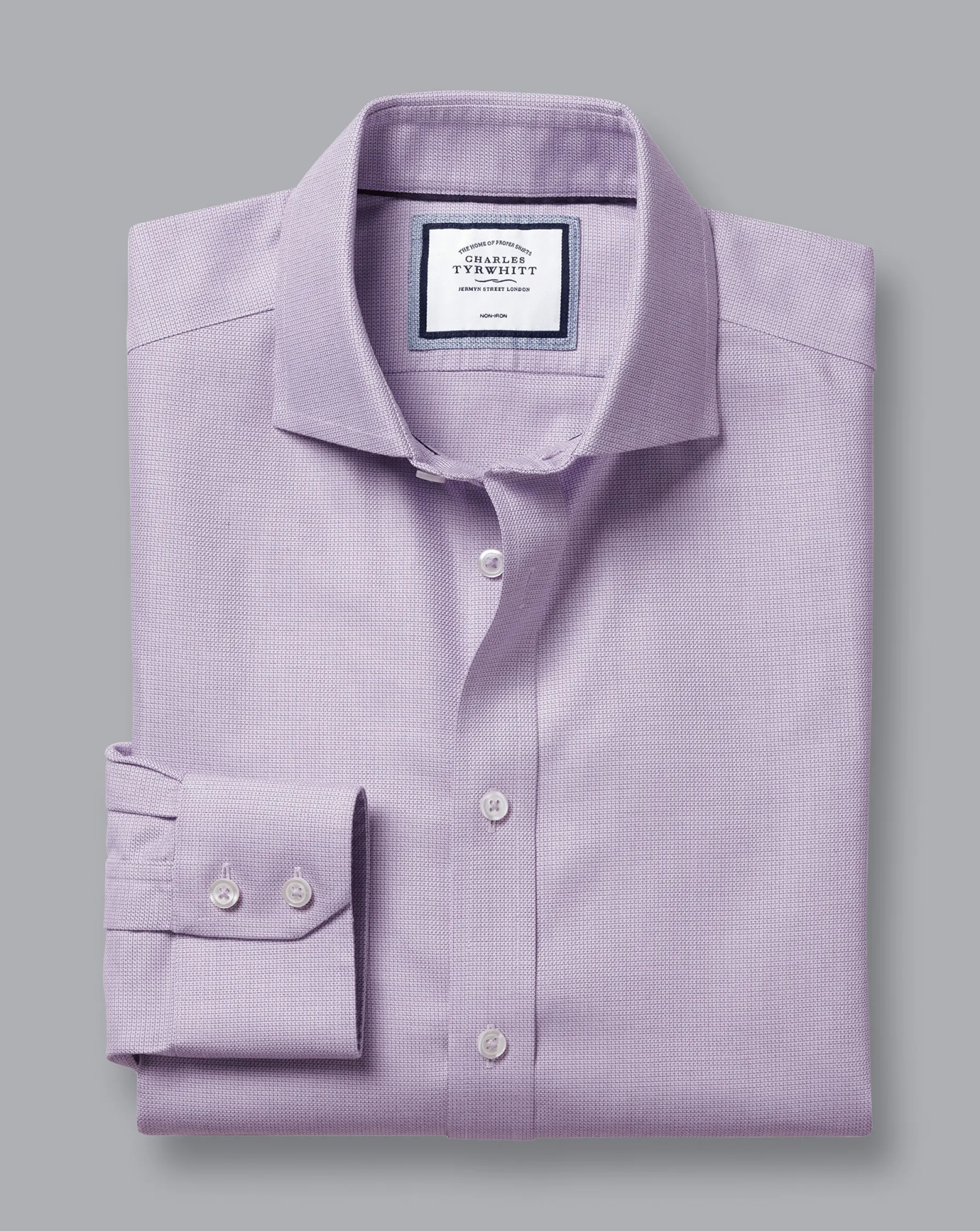 Shirt Sale|Dress Shirts<Charles Tyrwhitt Spread collar Non-Iron Richmond Weave Shirt - Mauve Mauve Purple