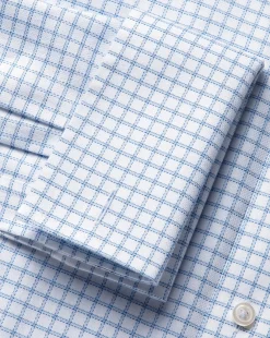 Shirt Sale|Dress Shirts<Charles Tyrwhitt Spread collar Non-Iron Richmond Weave Check Shirt - Cornflower Blue