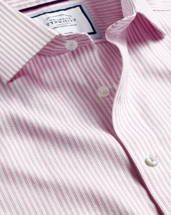 Shirt Sale|Dress Shirts<Charles Tyrwhitt Spread collar Non-Iron Richmond Weave Stripe Shirt - Light Pink