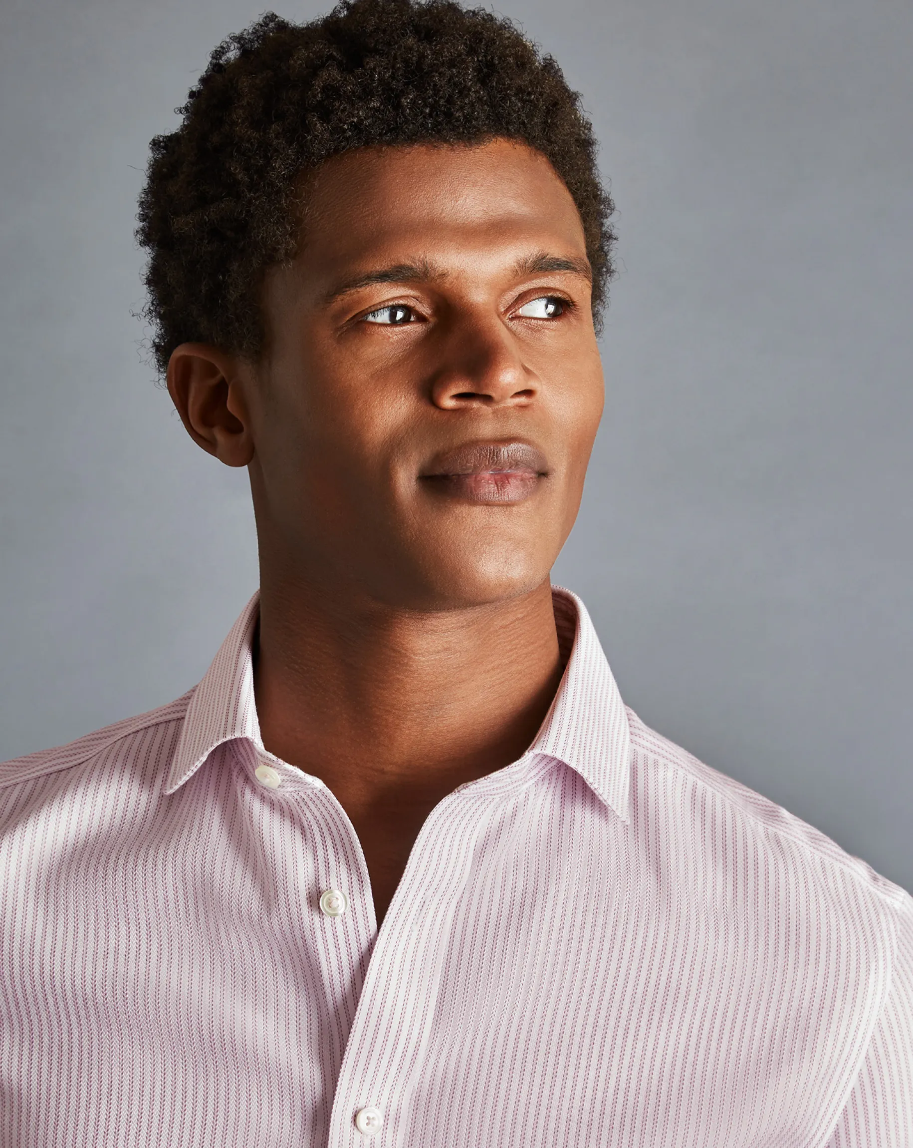 Shirt Sale|Dress Shirts<Charles Tyrwhitt Spread collar Non-Iron Richmond Weave Stripe Shirt - Light Pink