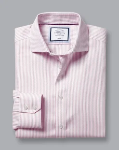Shirt Sale|Dress Shirts<Charles Tyrwhitt Spread collar Non-Iron Richmond Weave Stripe Shirt - Light Pink