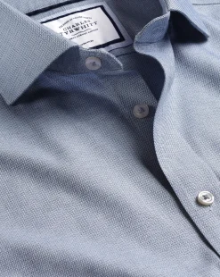 Shirt Sale|Dress Shirts<Charles Tyrwhitt Spread Collar Non-Iron Richmond Weave Shirt - Blue Indigo