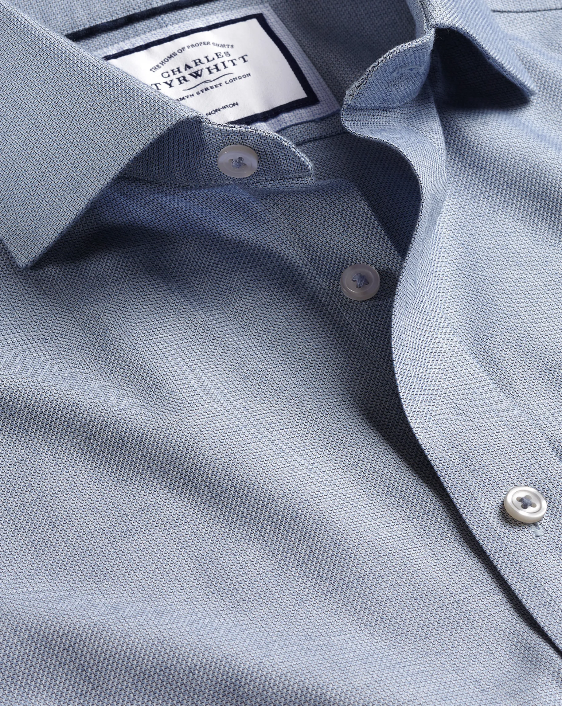 Shirt Sale|Dress Shirts<Charles Tyrwhitt Spread Collar Non-Iron Richmond Weave Shirt - Blue Indigo