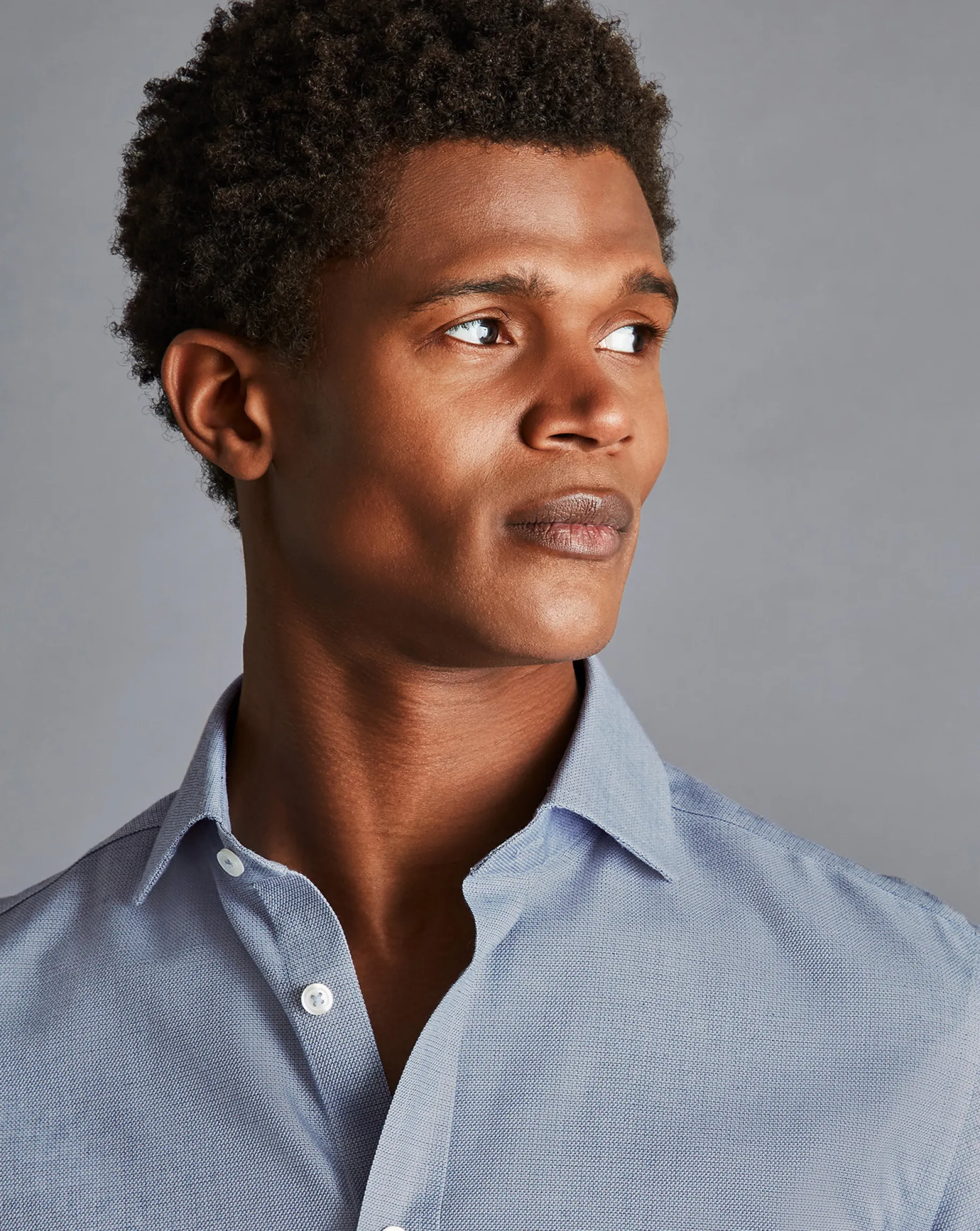 Shirt Sale|Dress Shirts<Charles Tyrwhitt Spread Collar Non-Iron Richmond Weave Shirt - Blue Indigo