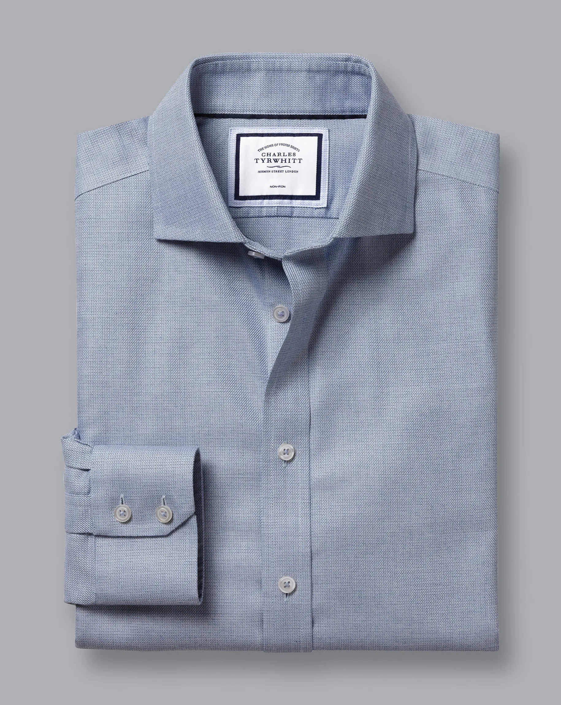 Shirt Sale|Dress Shirts<Charles Tyrwhitt Spread Collar Non-Iron Richmond Weave Shirt - Blue Indigo