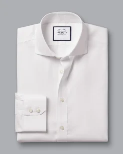 Dress Shirts|XL<Charles Tyrwhitt Spread Collar Non-Iron Royal Oxford Shirt - White