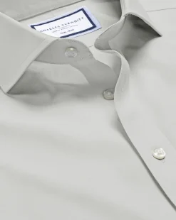 Dress Shirts|Non-Iron Shirts<Charles Tyrwhitt Spread Collar Non-Iron Twill Shirt - Grey Silver