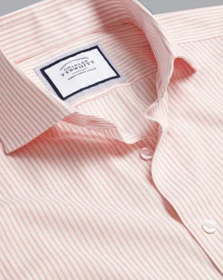 Shirt Sale|Dress Shirts<Charles Tyrwhitt Spread Collar Non-Iron Twill Stripe Shirt - Orange