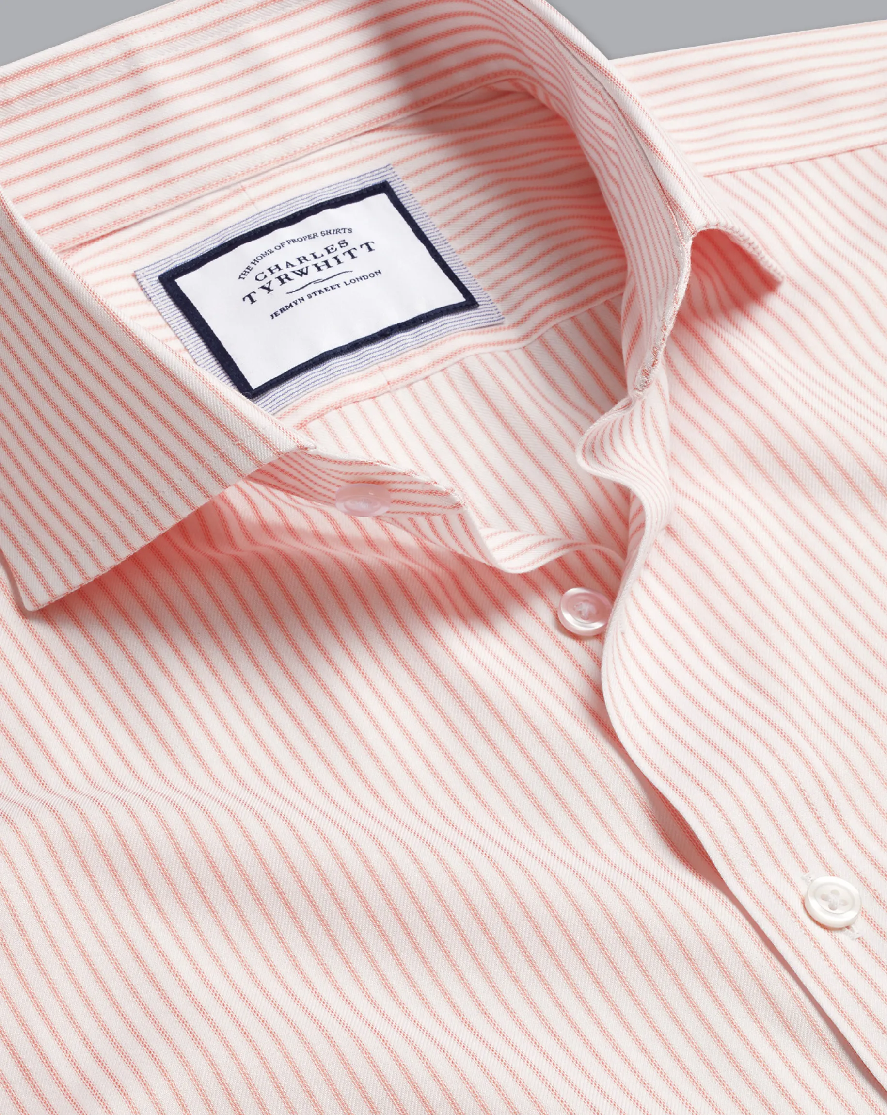 Shirt Sale|Dress Shirts<Charles Tyrwhitt Spread Collar Non-Iron Twill Stripe Shirt - Orange