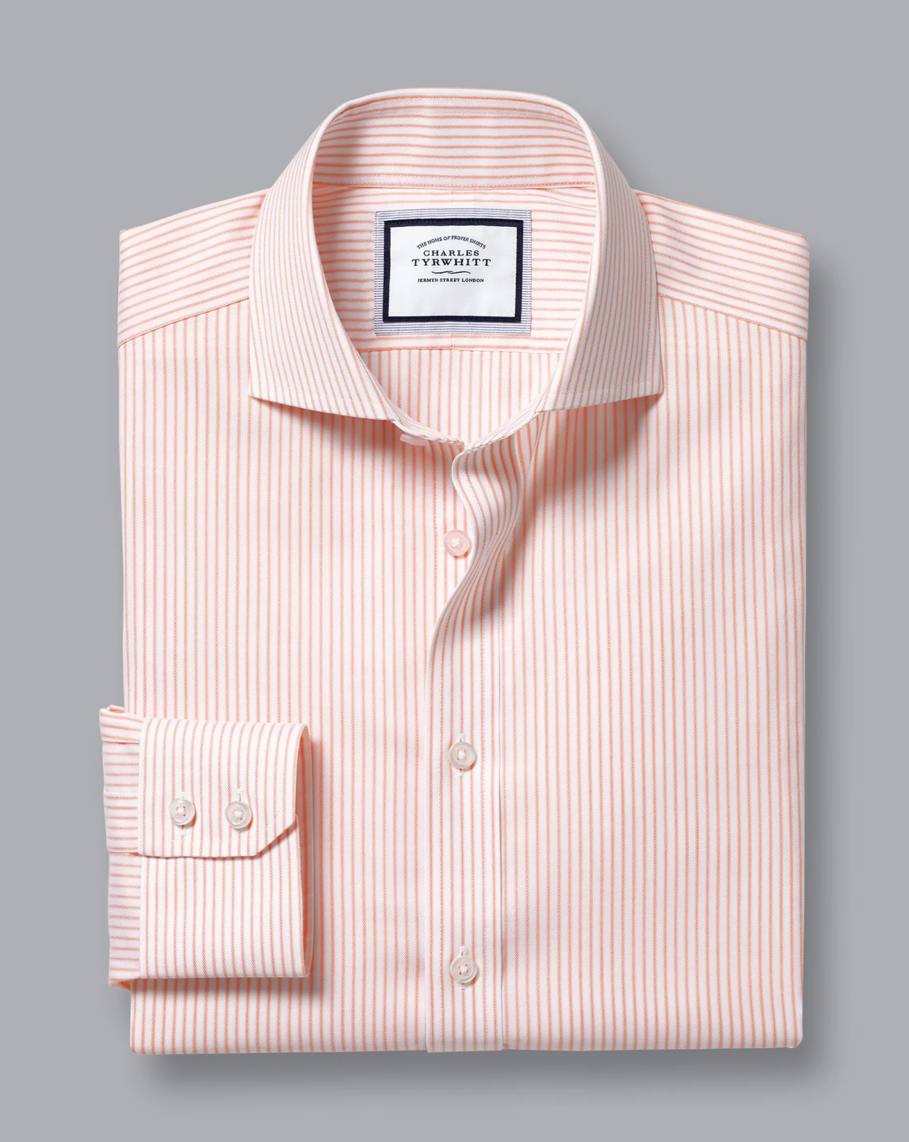 Shirt Sale|Dress Shirts<Charles Tyrwhitt Spread Collar Non-Iron Twill Stripe Shirt - Orange