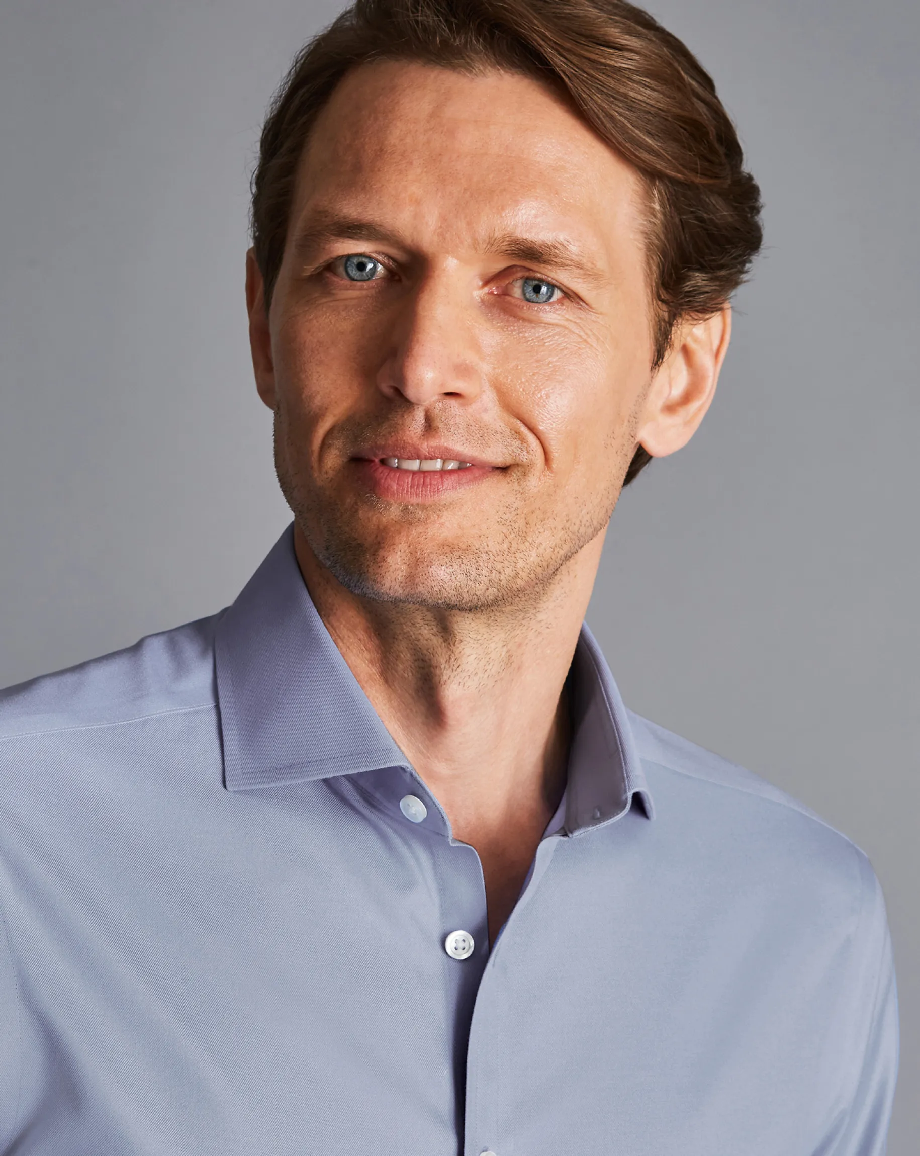 Dress Shirts|S<Charles Tyrwhitt Spread Collar Non-Iron Twill Shirt- Blue Indigo