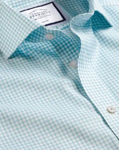 Shirt Sale|Dress Shirts<Charles Tyrwhitt Spread Collar Non-Iron Twill Mini Windowpane Check Shirt - Light Green