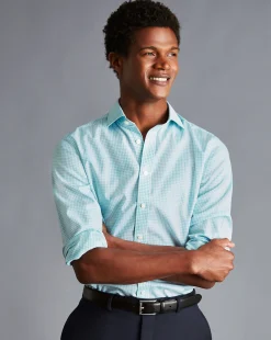 Shirt Sale|Dress Shirts<Charles Tyrwhitt Spread Collar Non-Iron Twill Mini Windowpane Check Shirt - Light Green