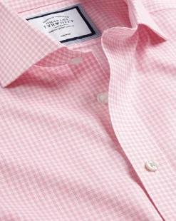 Shirt Sale|Dress Shirts<Charles Tyrwhitt Spread Collar Non-Iron Twill Mini Windowpane Check Shirt - Pink