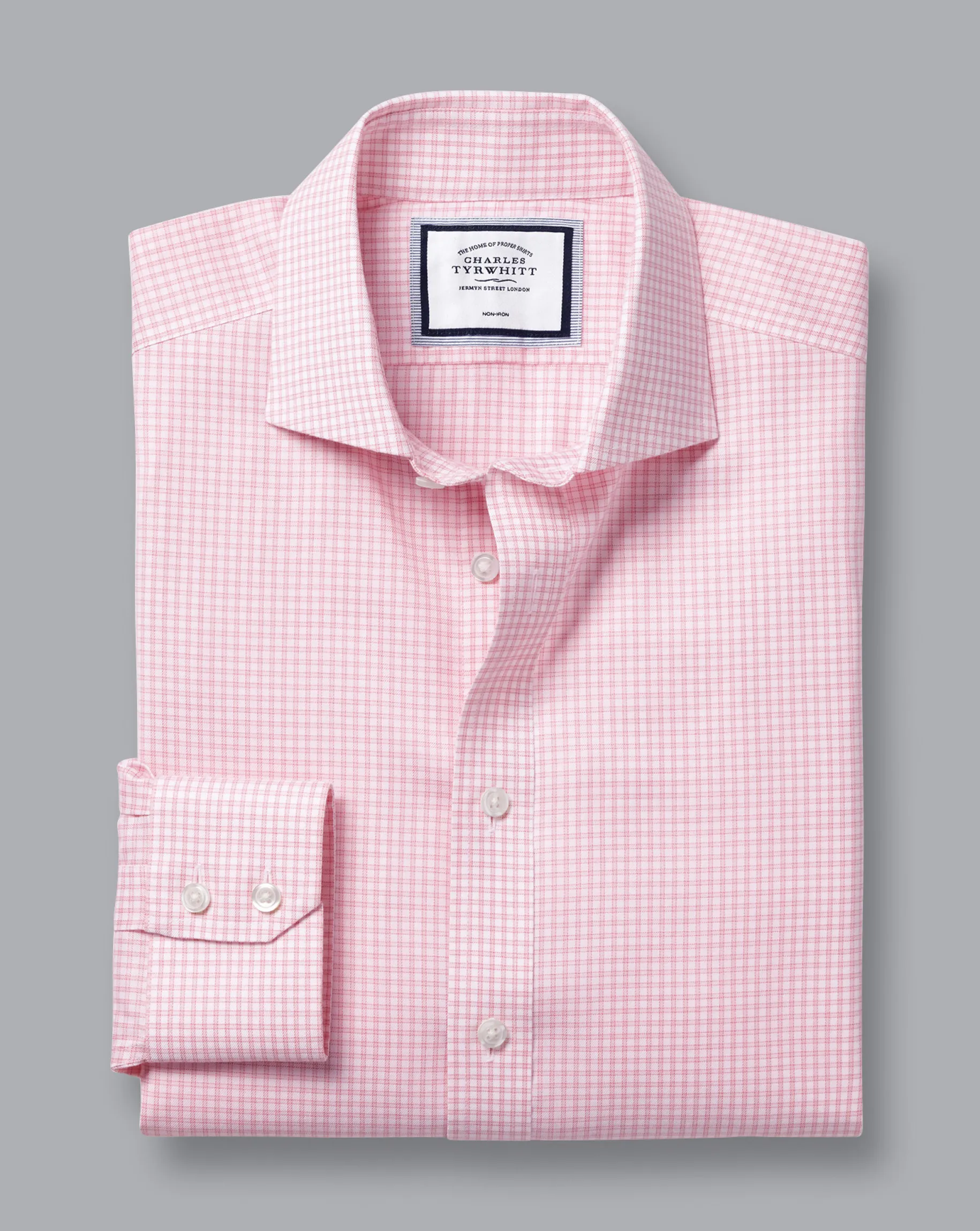 Shirt Sale|Dress Shirts<Charles Tyrwhitt Spread Collar Non-Iron Twill Mini Windowpane Check Shirt - Pink