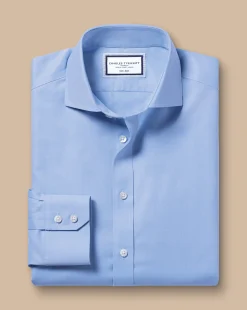 Dress Shirts|Blue Shirts<Charles Tyrwhitt Spread Collar Non-Iron Twill Shirt - Cornflower Blue