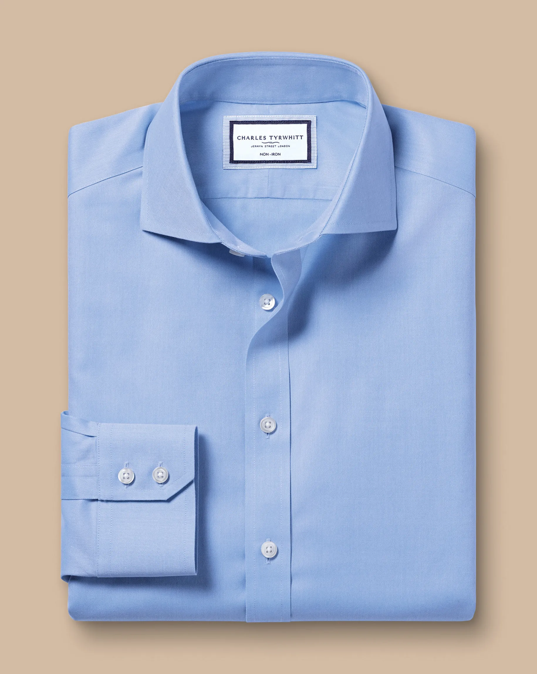 Dress Shirts|Blue Shirts<Charles Tyrwhitt Spread Collar Non-Iron Twill Shirt - Cornflower Blue