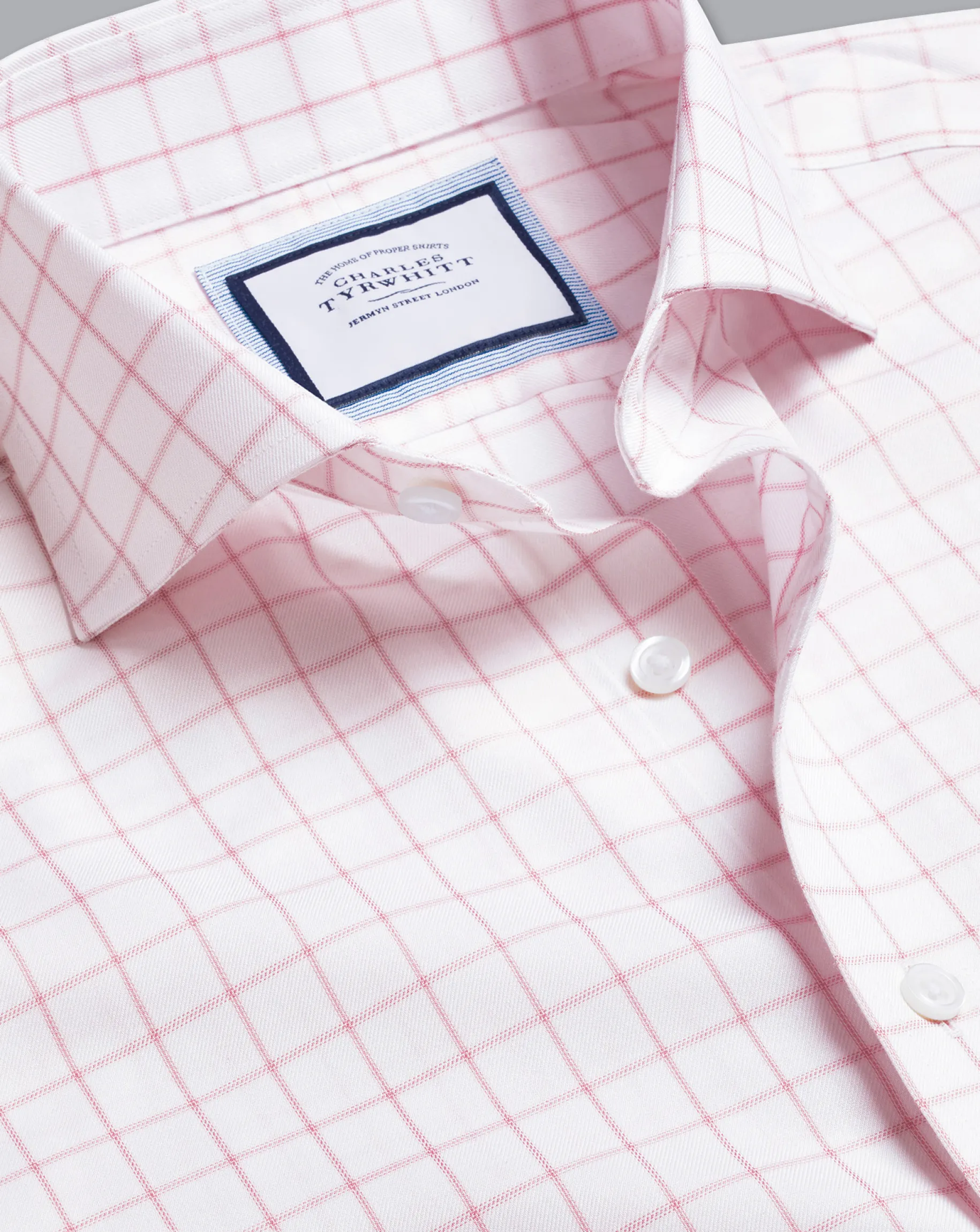 Shirt Sale|Dress Shirts<Charles Tyrwhitt Spread Collar Non-Iron Twill Grid Check Shirt - Pink