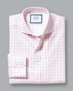 Shirt Sale|Dress Shirts<Charles Tyrwhitt Spread Collar Non-Iron Twill Grid Check Shirt - Pink