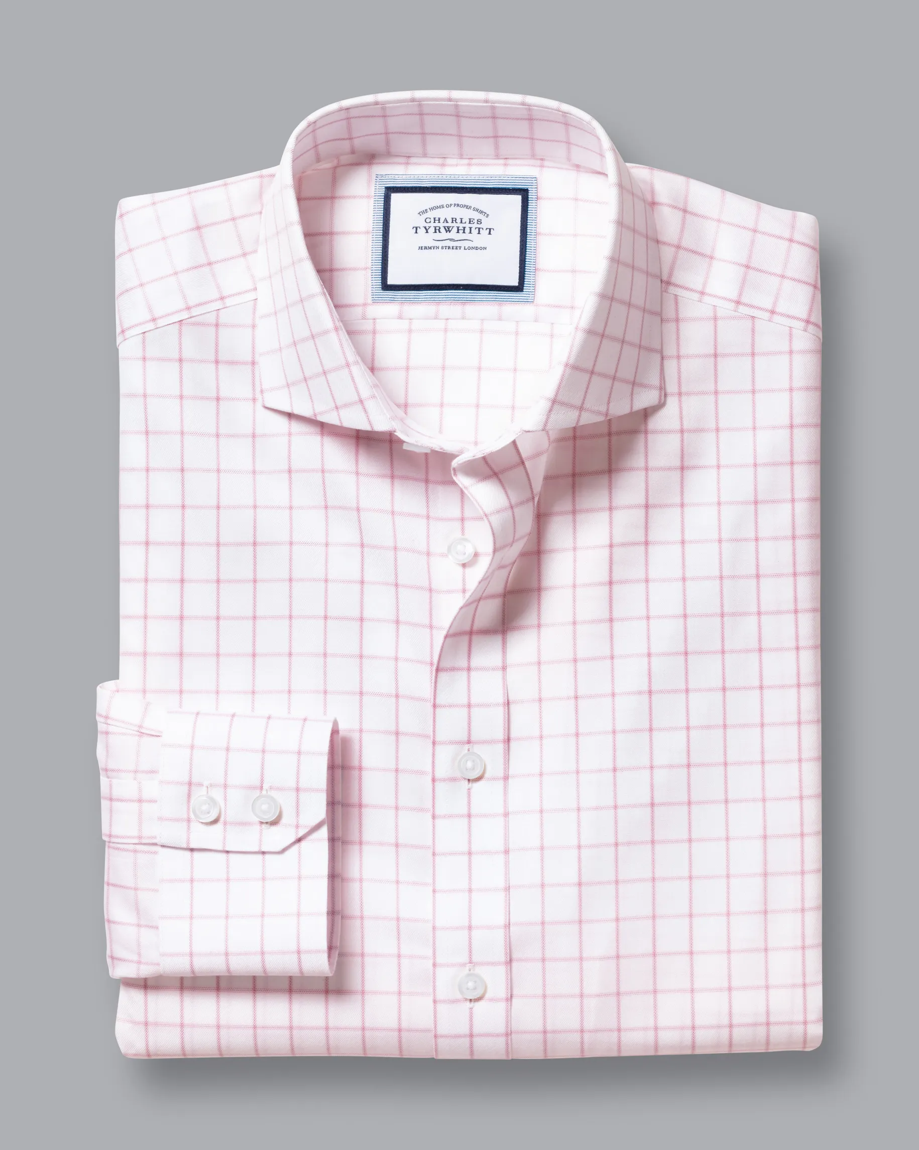 Shirt Sale|Dress Shirts<Charles Tyrwhitt Spread Collar Non-Iron Twill Grid Check Shirt - Pink