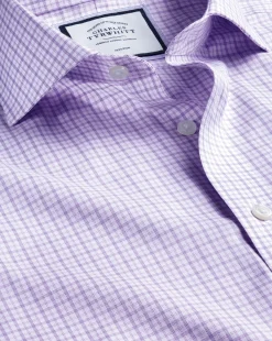 Shirt Sale|Dress Shirts<Charles Tyrwhitt Spread Collar Non-Iron Twill Windowpane Check Shirt - Purple Lilac