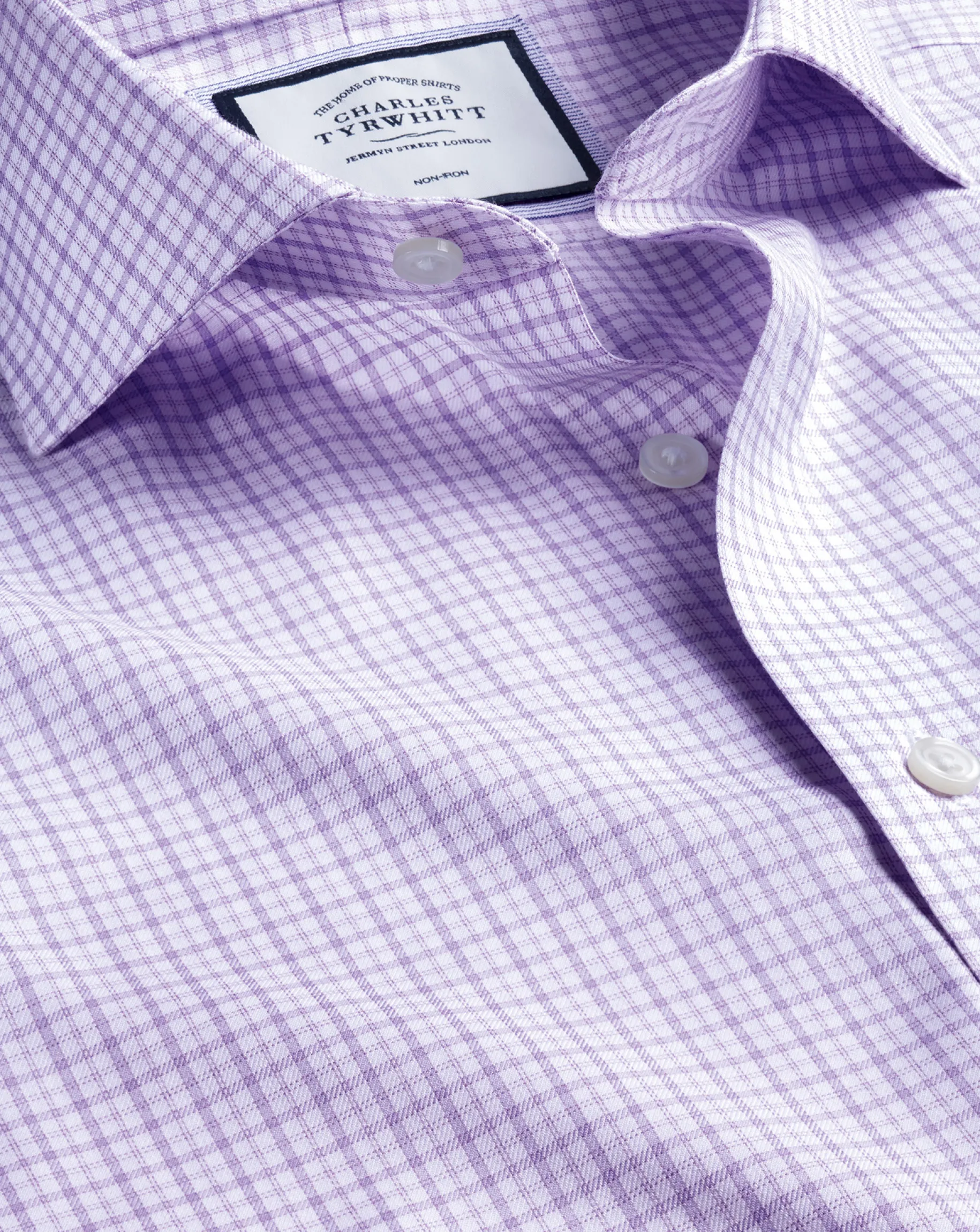 Shirt Sale|Dress Shirts<Charles Tyrwhitt Spread Collar Non-Iron Twill Windowpane Check Shirt - Purple Lilac