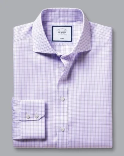 Shirt Sale|Dress Shirts<Charles Tyrwhitt Spread Collar Non-Iron Twill Windowpane Check Shirt - Purple Lilac