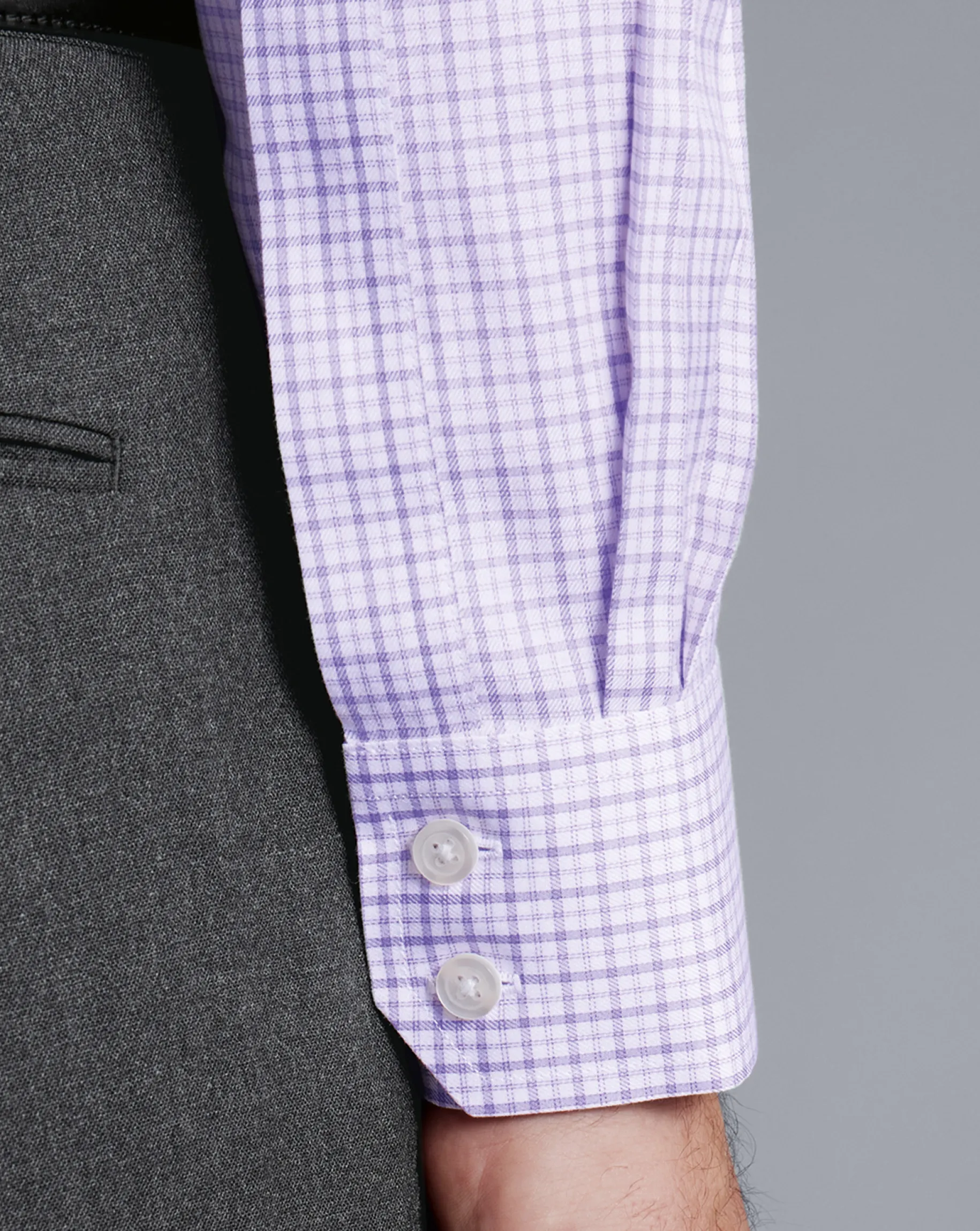 Shirt Sale|Dress Shirts<Charles Tyrwhitt Spread Collar Non-Iron Twill Windowpane Check Shirt - Purple Lilac