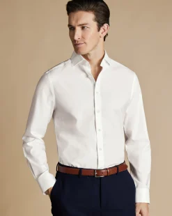 Dress Shirts|Extra Slim Fit Shirts<Charles Tyrwhitt Spread collar Non-Iron Twill Shirt - Ivory