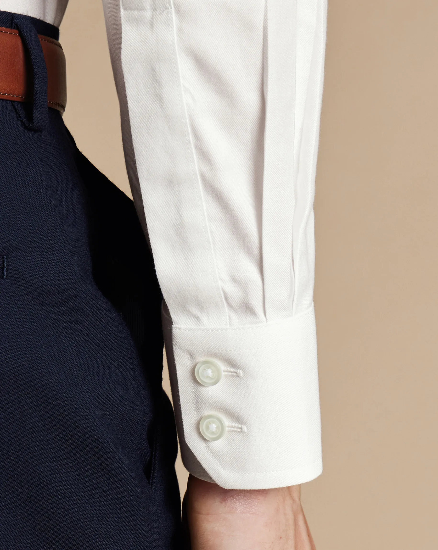 Dress Shirts|Extra Slim Fit Shirts<Charles Tyrwhitt Spread collar Non-Iron Twill Shirt - Ivory