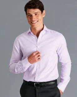 Shirt Sale|Dress Shirts<Charles Tyrwhitt Spread Collar Non-Iron Twill Micro Check Shirt - Mauve Purple