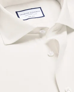 Dress Shirts|Non-Iron Shirts<Charles Tyrwhitt Spread Collar Non-Iron Twill Shirt - Ivory White