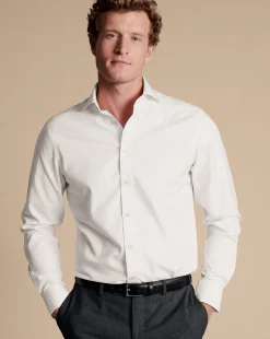 Dress Shirts|Non-Iron Shirts<Charles Tyrwhitt Spread Collar Non-Iron Twill Shirt - Ivory White