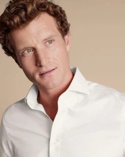 Dress Shirts|Non-Iron Shirts<Charles Tyrwhitt Spread Collar Non-Iron Twill Shirt - Ivory White