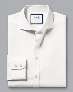 Dress Shirts|Non-Iron Shirts<Charles Tyrwhitt Spread Collar Non-Iron Twill Shirt - Ivory White