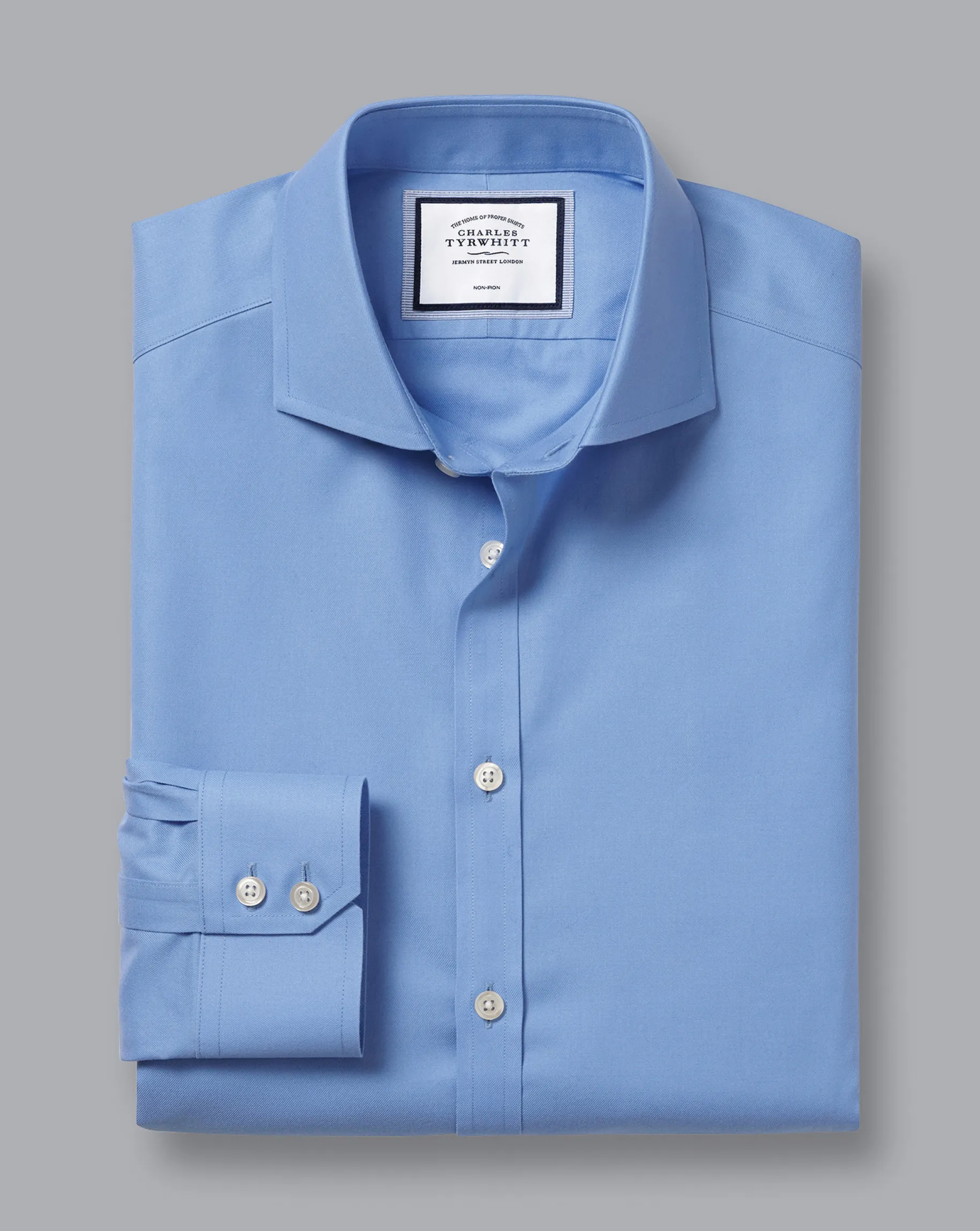 Shirt Sale|Dress Shirts<Charles Tyrwhitt Spread Collar Non-Iron Twill Shirt - Cornflower Blue