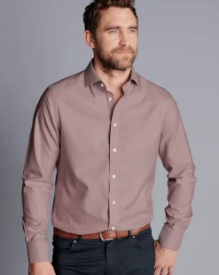 Shirt Sale|Dress Shirts<Charles Tyrwhitt Spread Collar Non-Iron Twill Shirt - Claret Pink