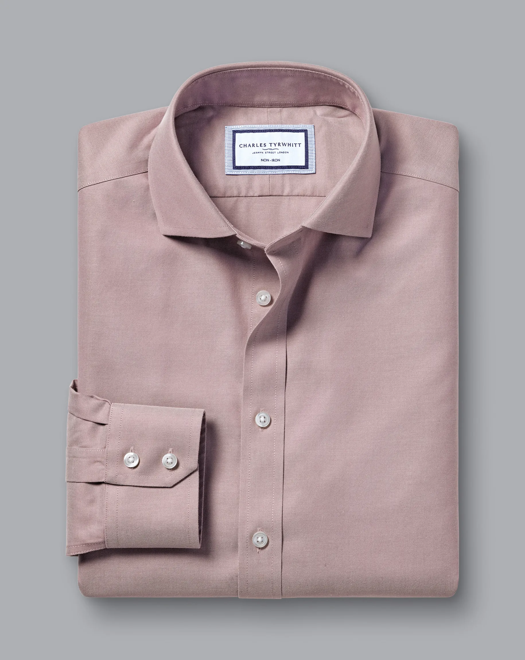 Shirt Sale|Dress Shirts<Charles Tyrwhitt Spread Collar Non-Iron Twill Shirt - Claret Pink