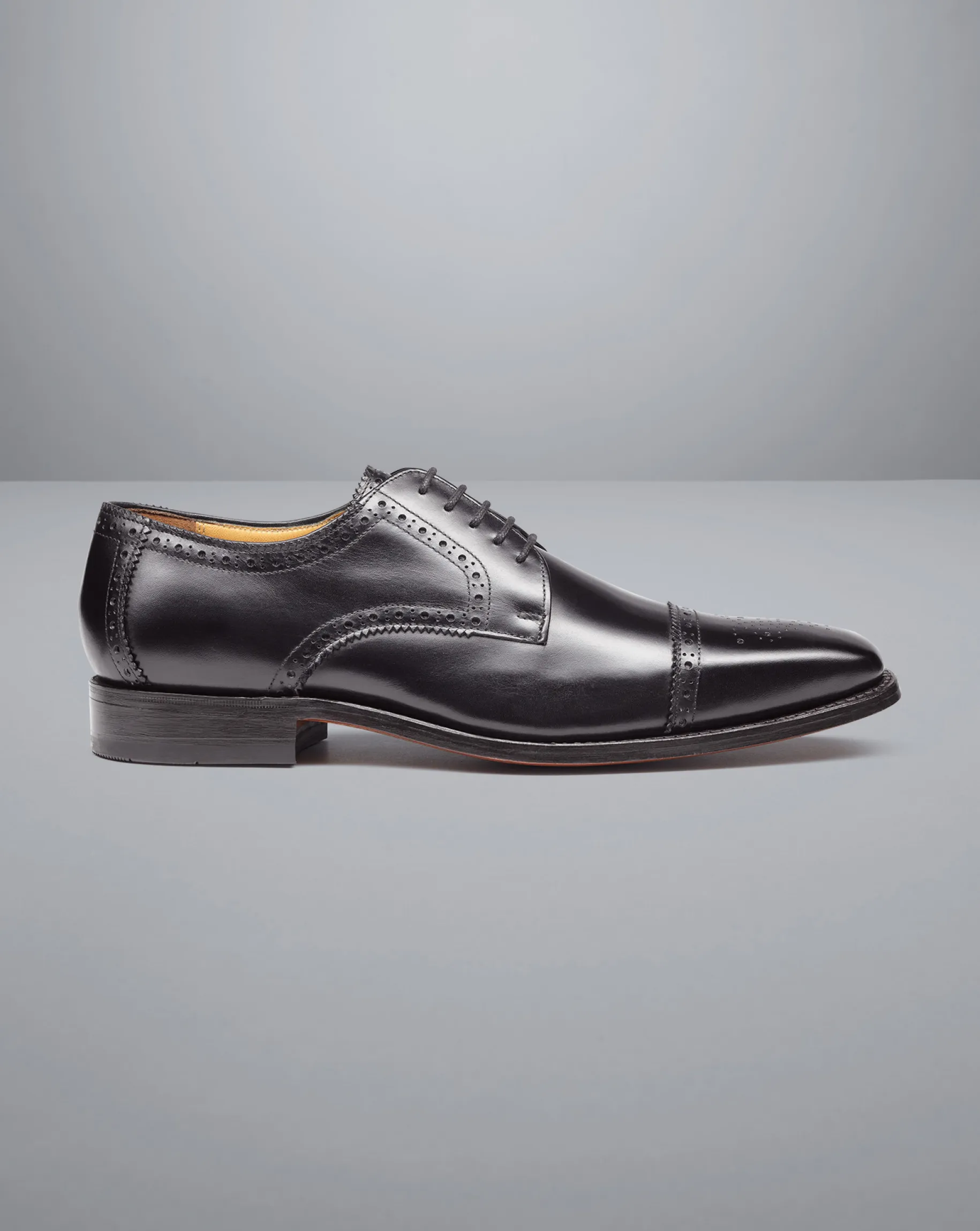 Shoes<Charles Tyrwhitt Square Toe Derby Brogue Shoes - Black