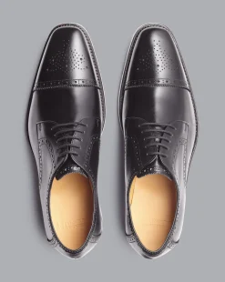 Shoes<Charles Tyrwhitt Square Toe Derby Brogue Shoes - Black